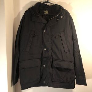 Lucky Brand Men's Black Military Coat Jacket With Quilted Lining Men’s M